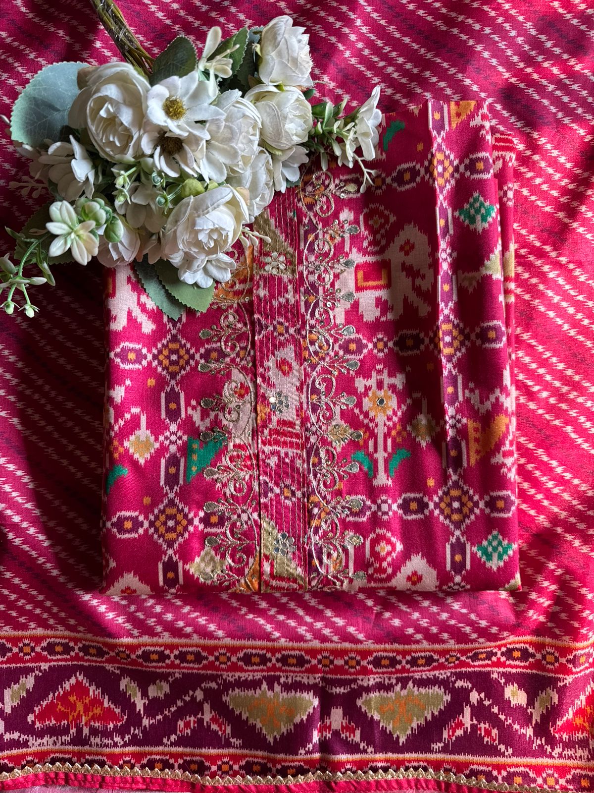 Patola prints on Maheshwari silk