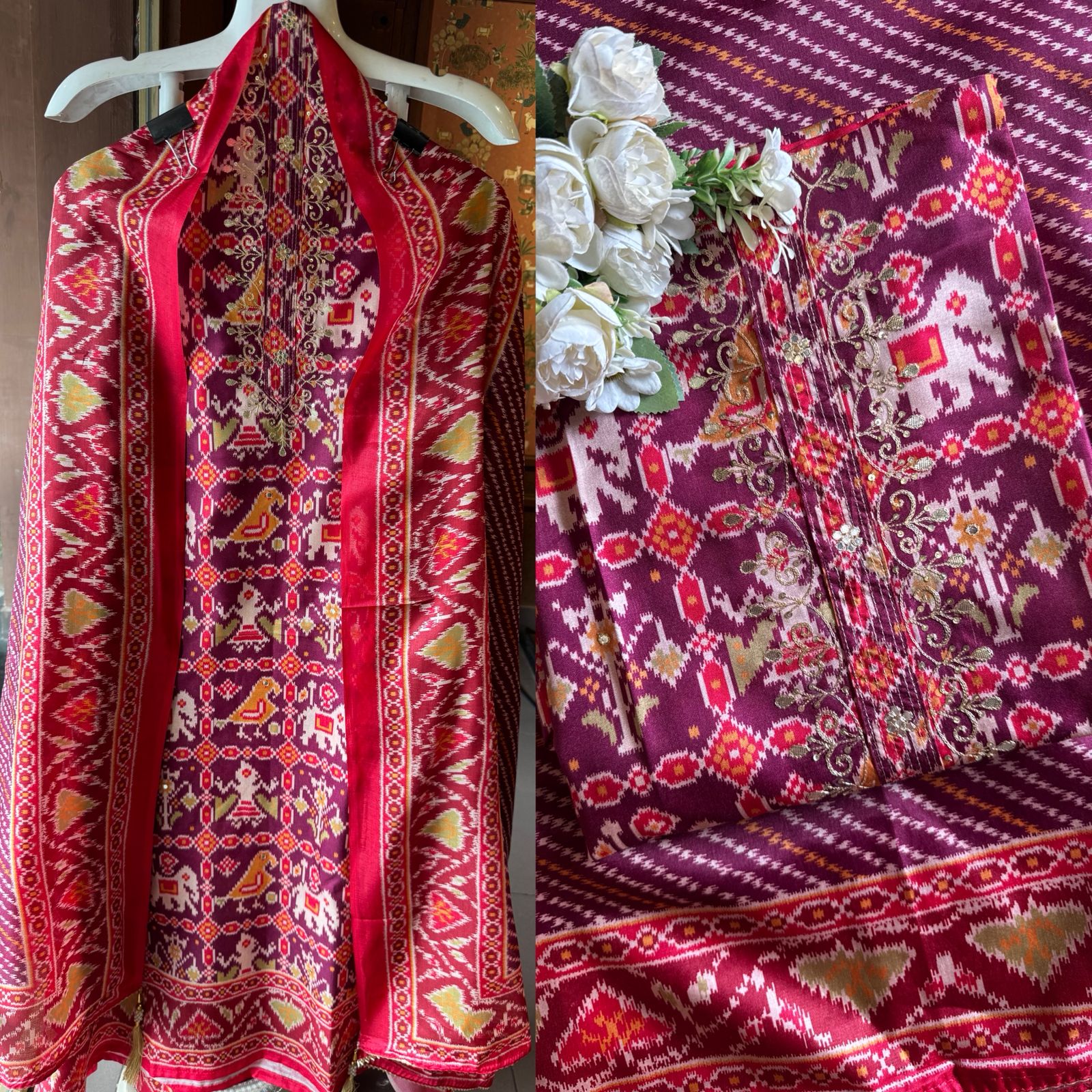 Patola prints on Maheshwari silk
