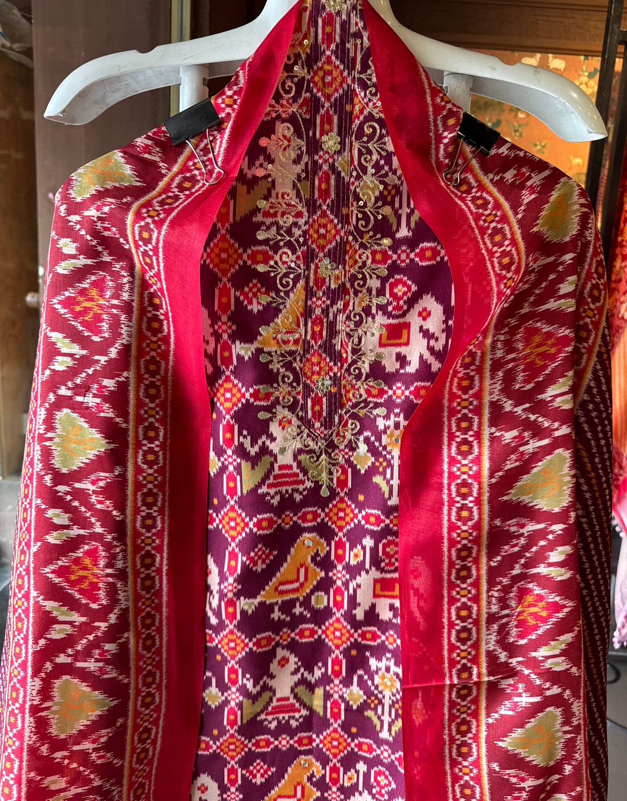 Patola prints on Maheshwari silk