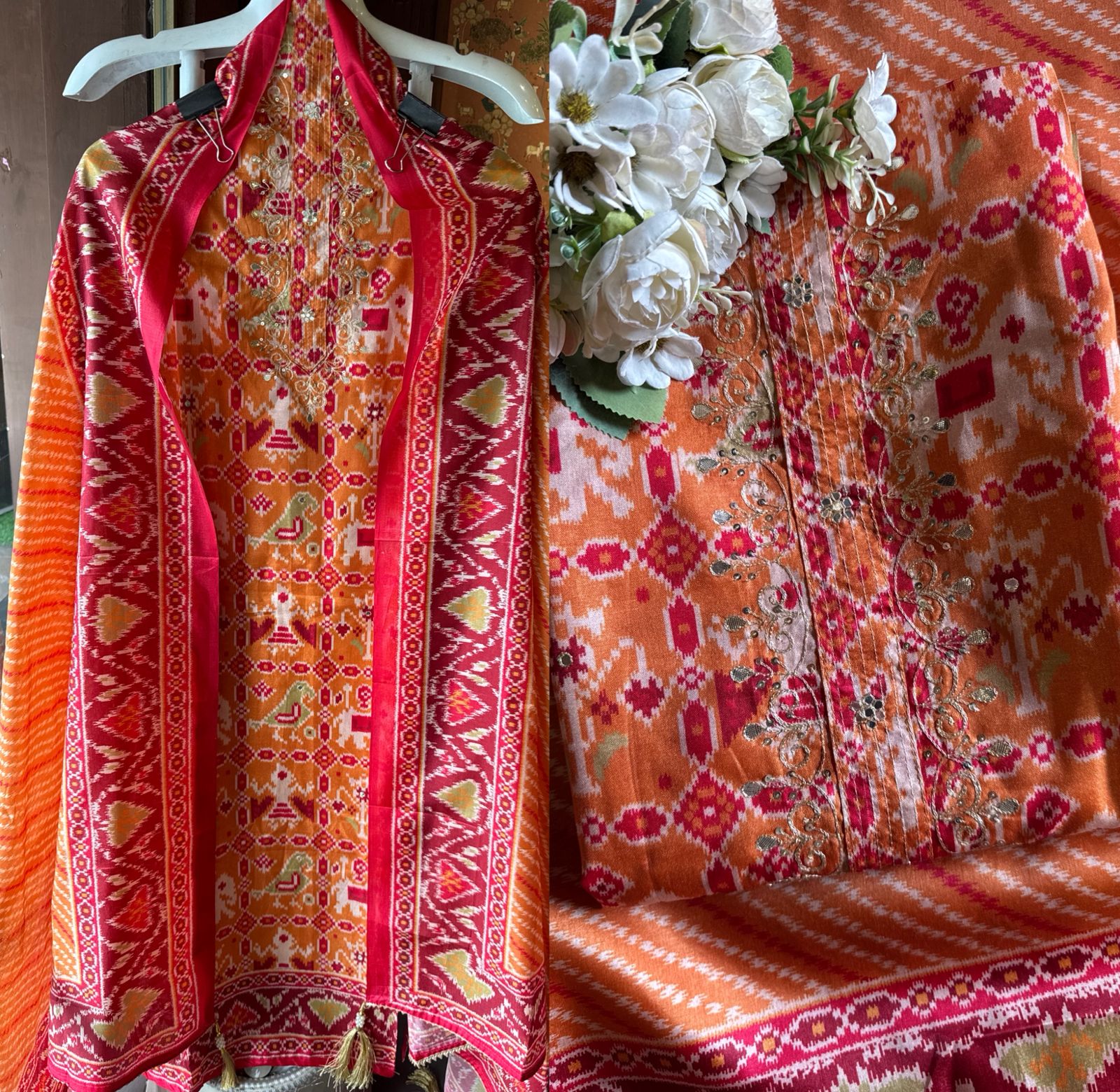 Patola prints on Maheshwari silk