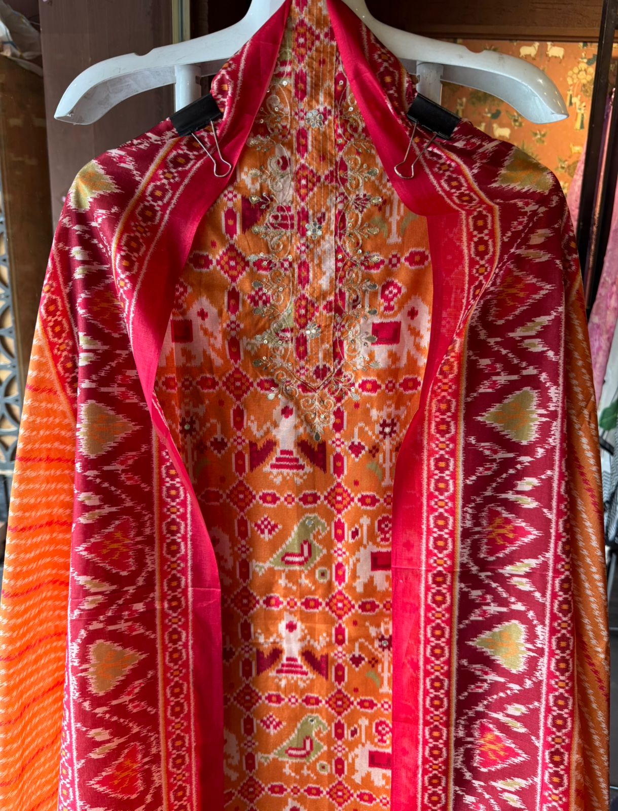 Patola prints on Maheshwari silk