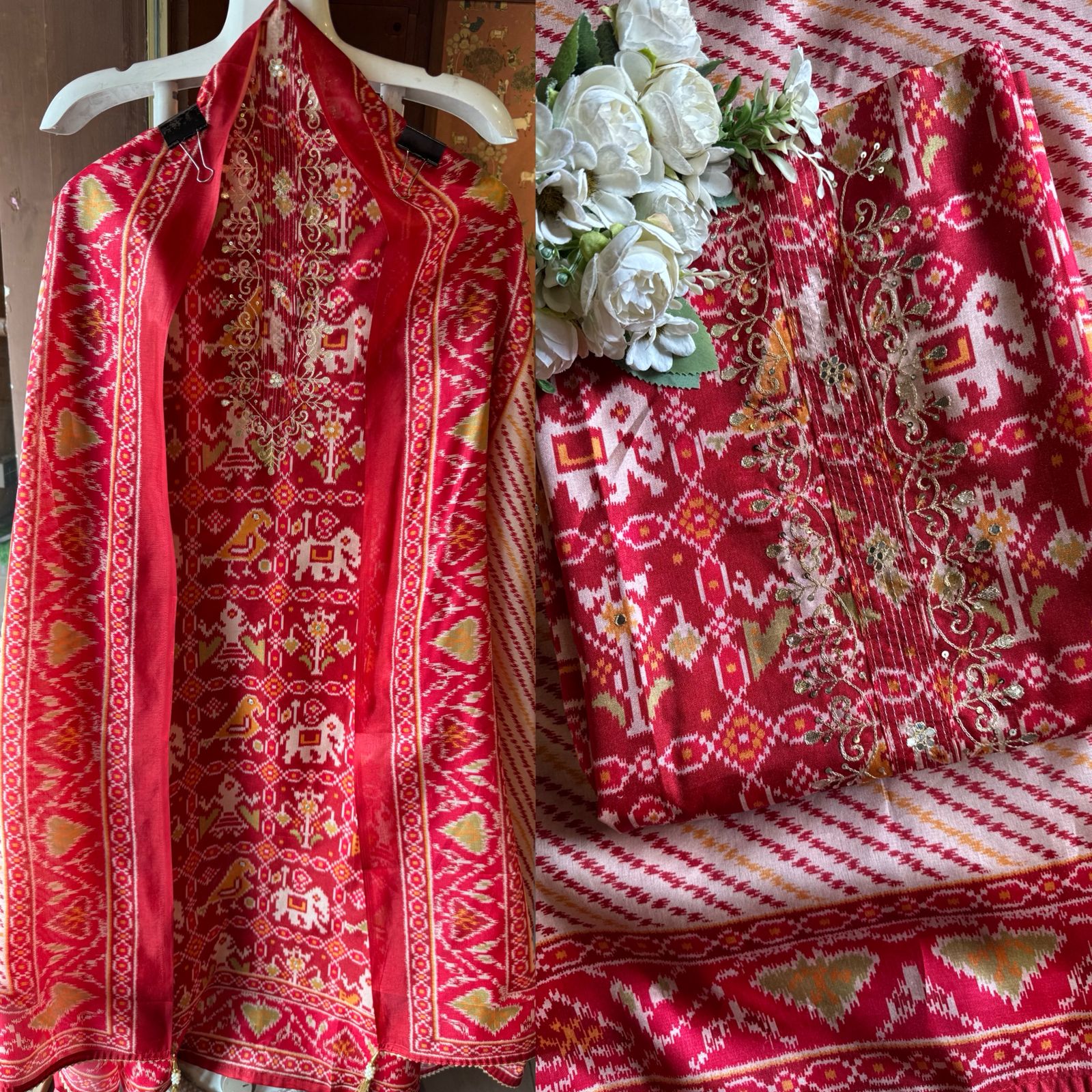Patola prints on Maheshwari silk