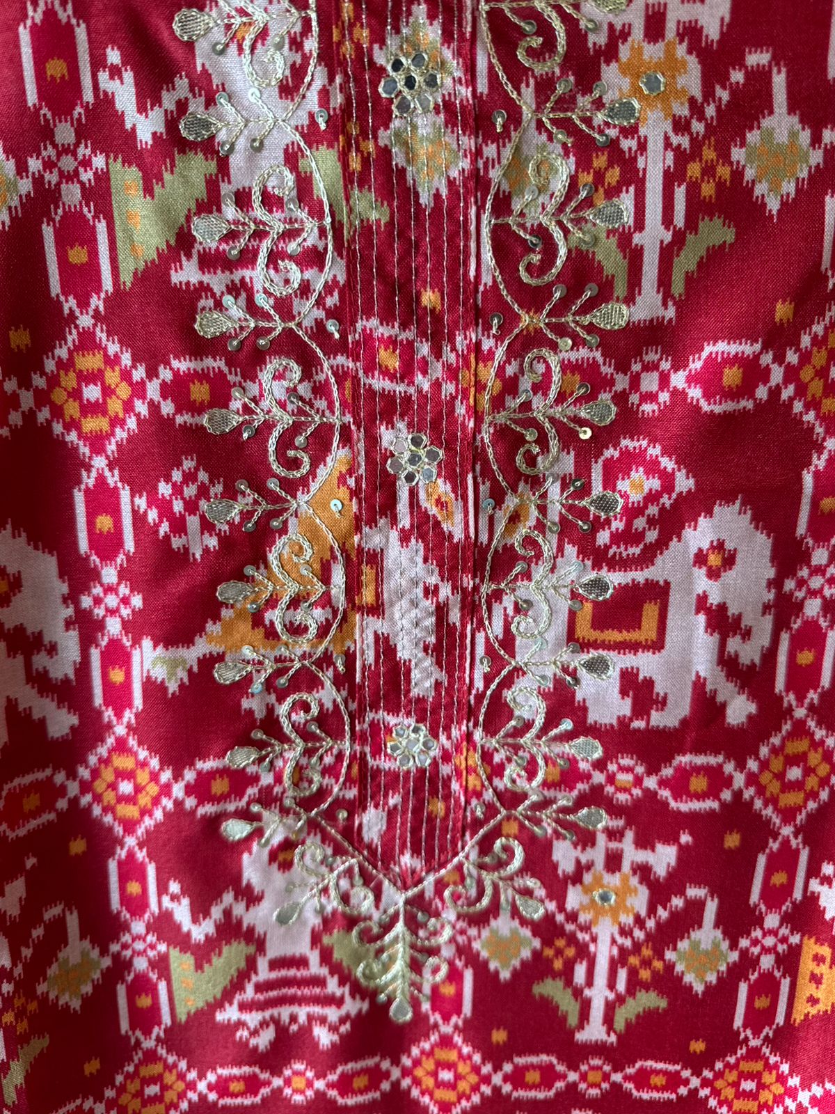 Patola prints on Maheshwari silk