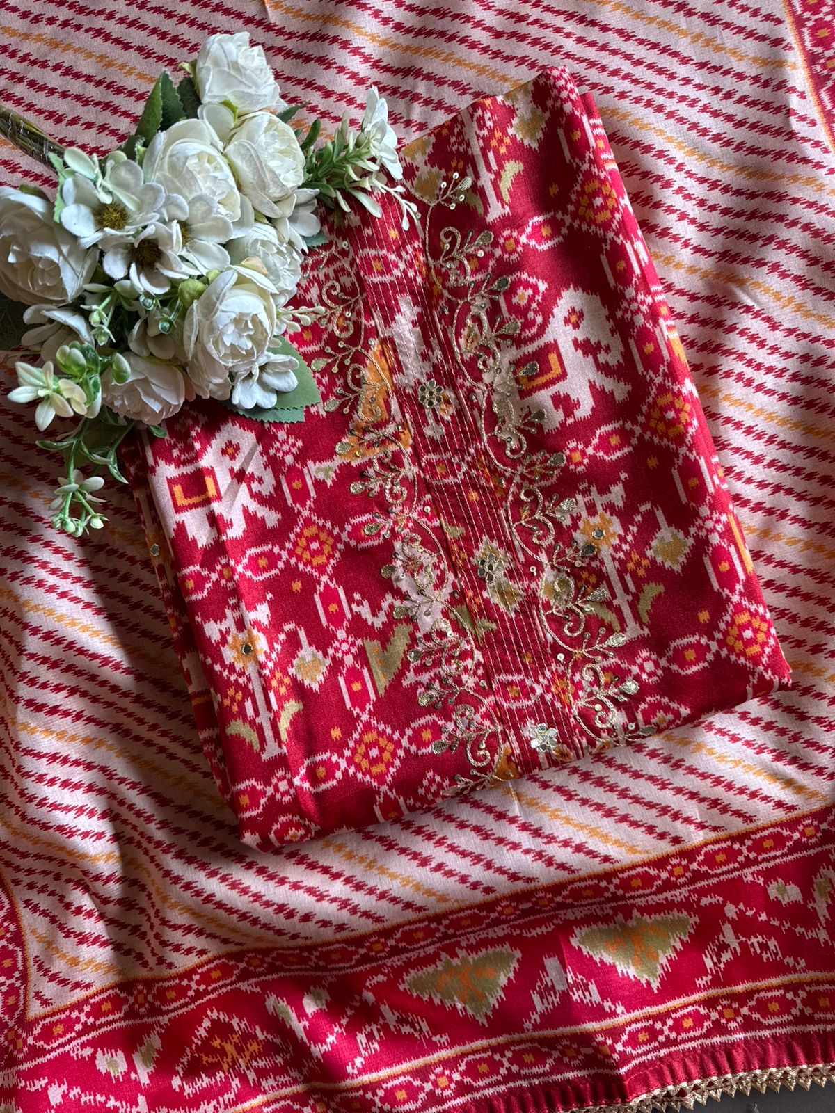 Patola prints on Maheshwari silk