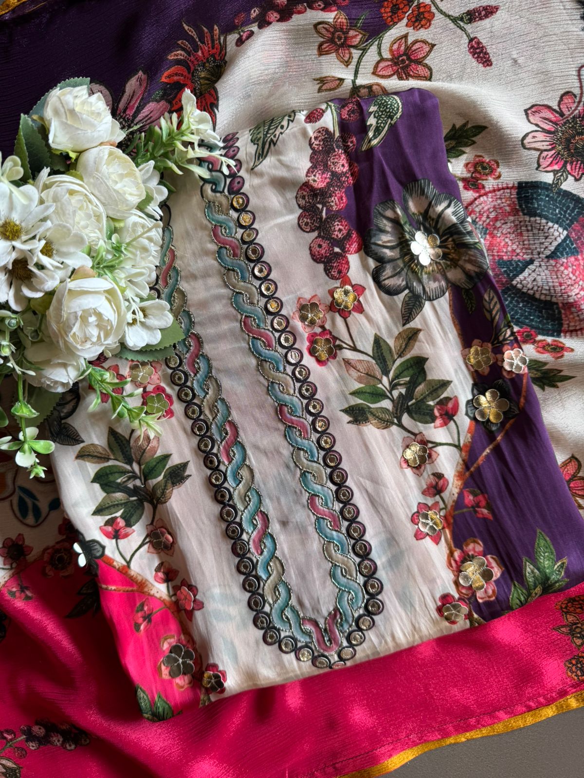 Pure Digital printed crepe Unstitched suit