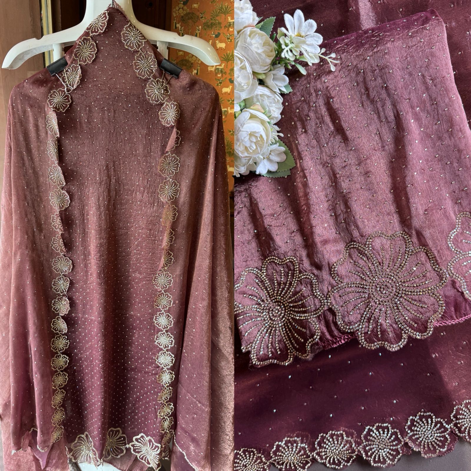 Sheer organza with a shimmery texture