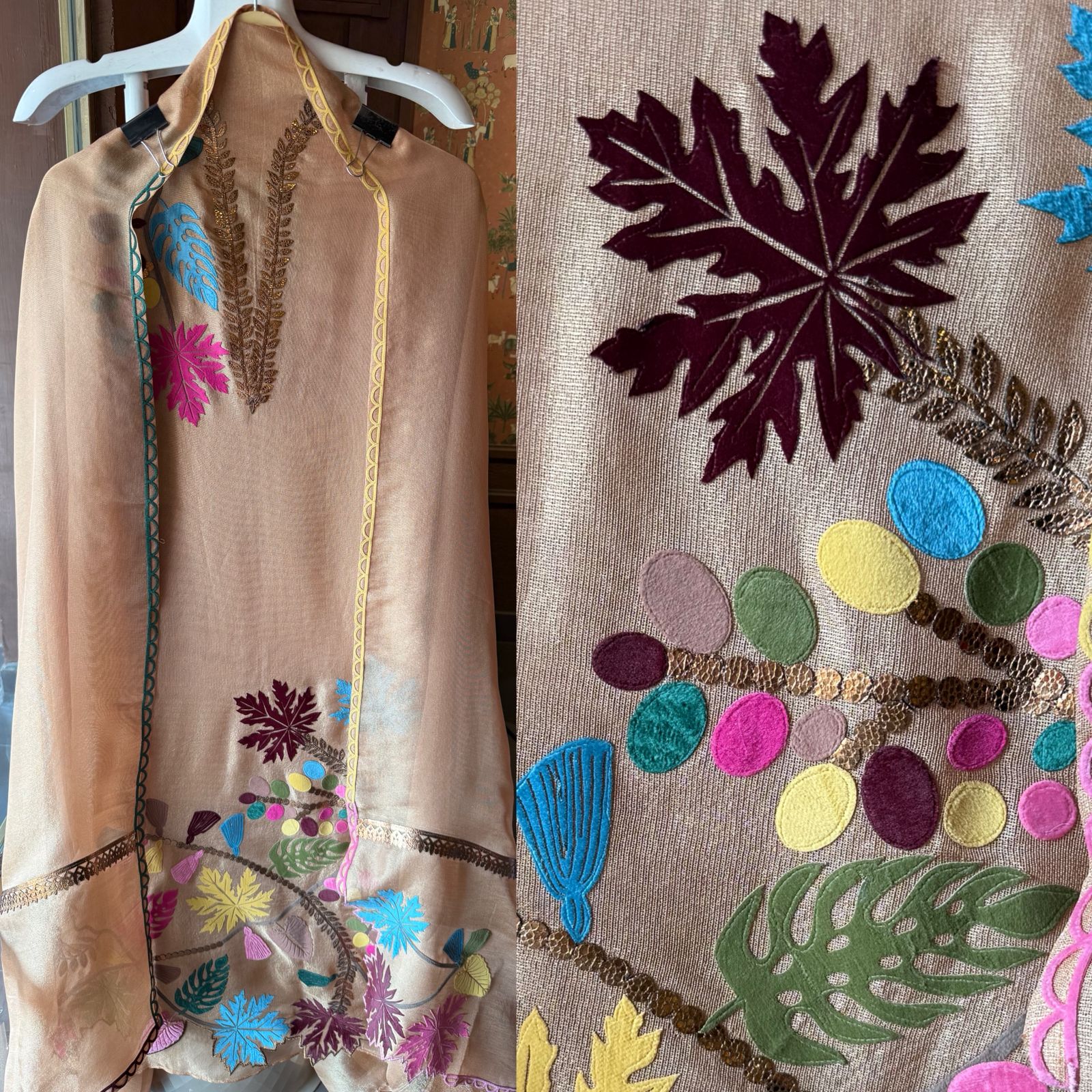 Tissue soft beige/nude shade designer suit