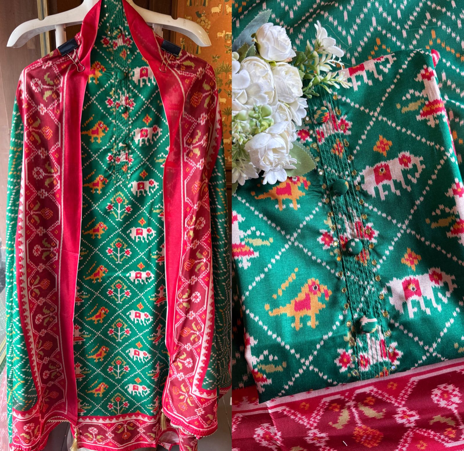 Patola prints on Maheshwari silk