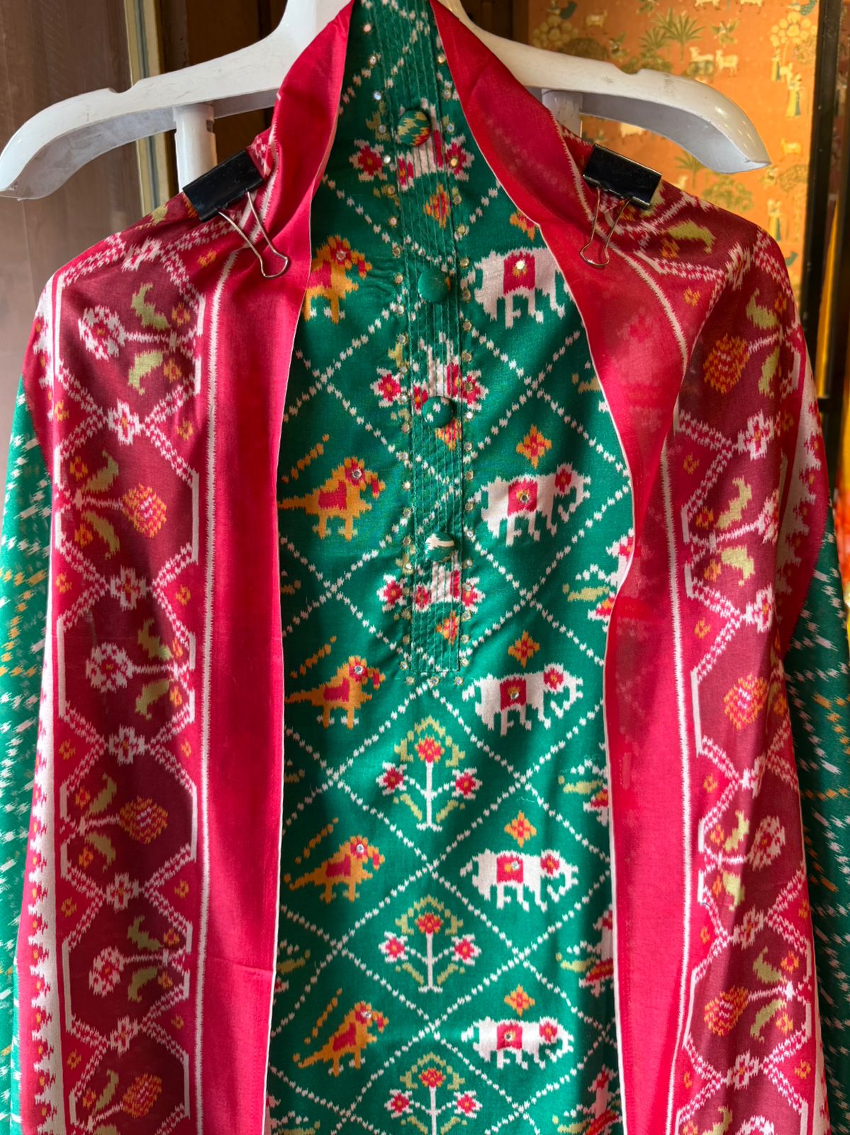 Patola prints on Maheshwari silk