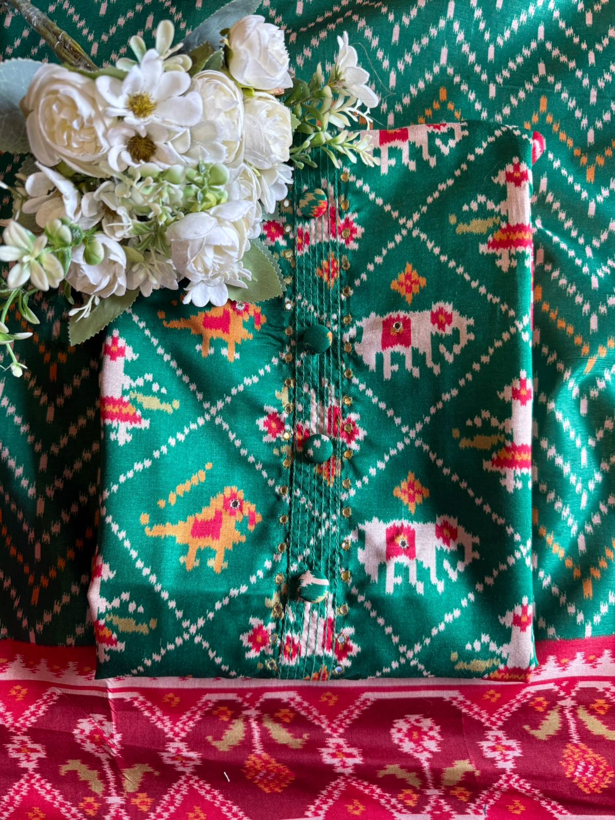 Patola prints on Maheshwari silk