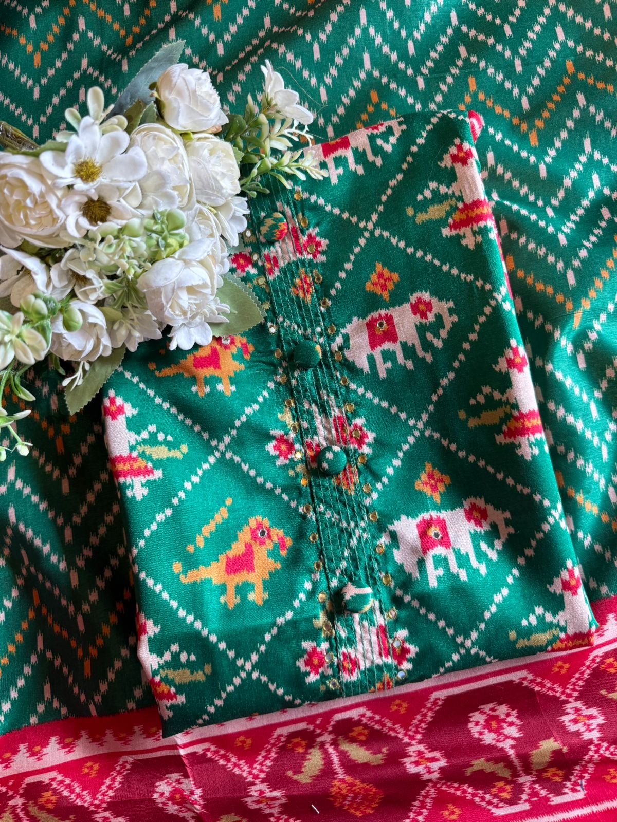 Patola prints on Maheshwari silk