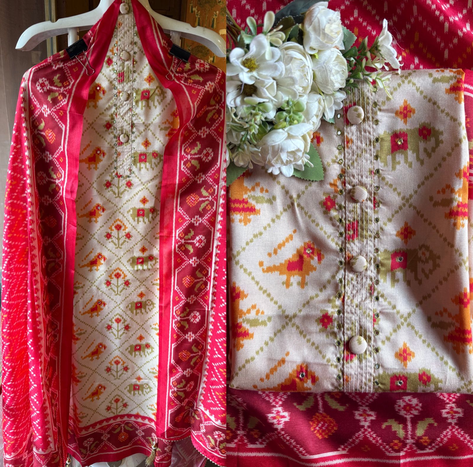 Patola prints on Maheshwari silk