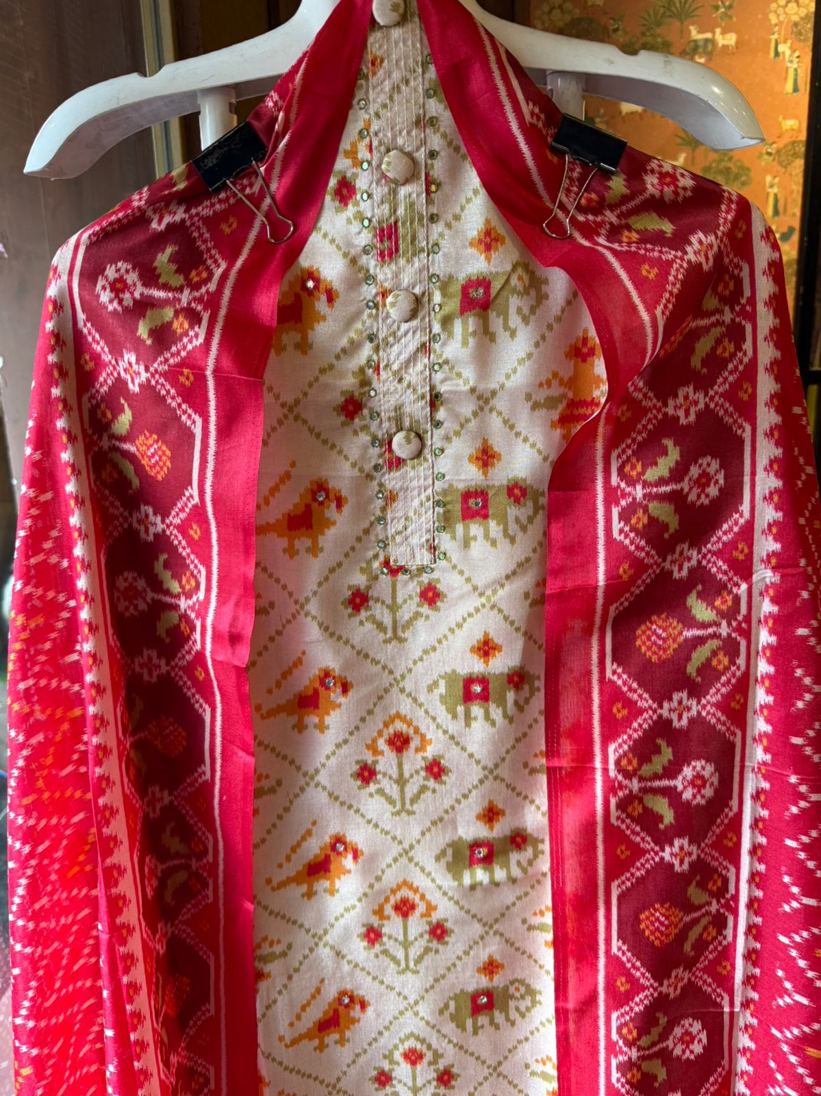 Patola prints on Maheshwari silk