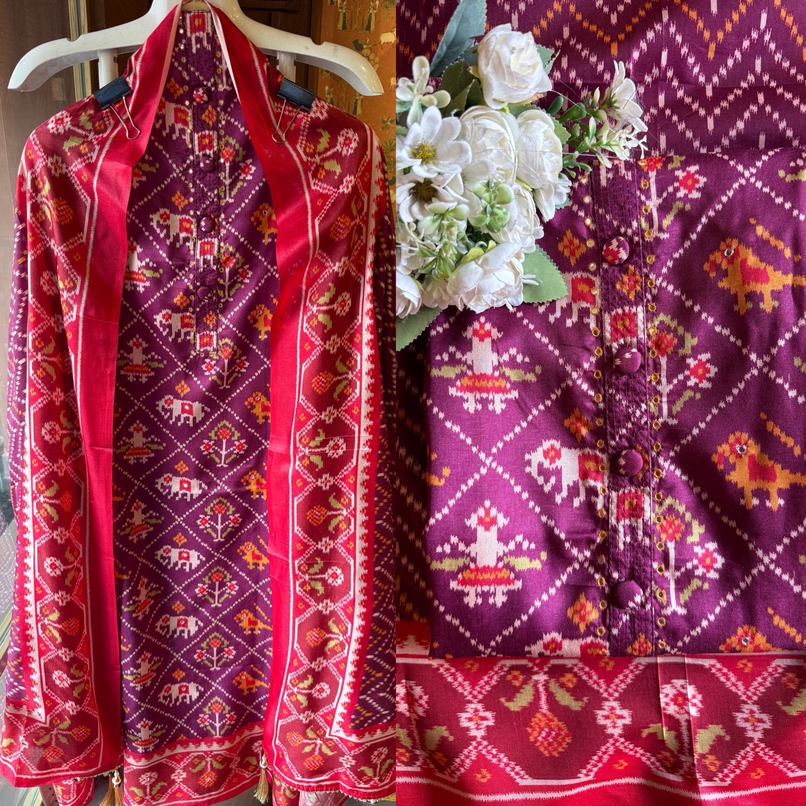 Patola prints on Maheshwari silk