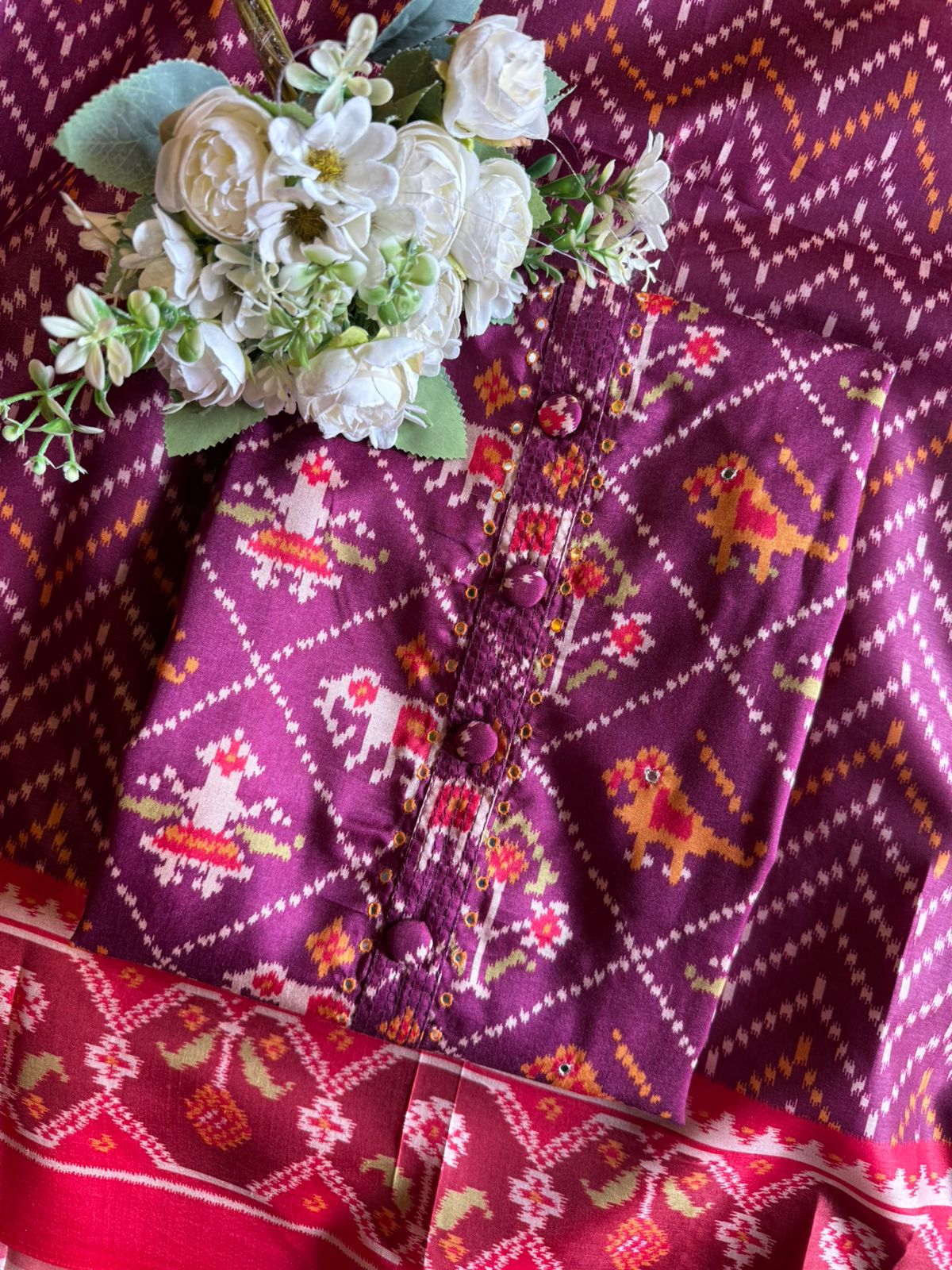 Patola prints on Maheshwari silk