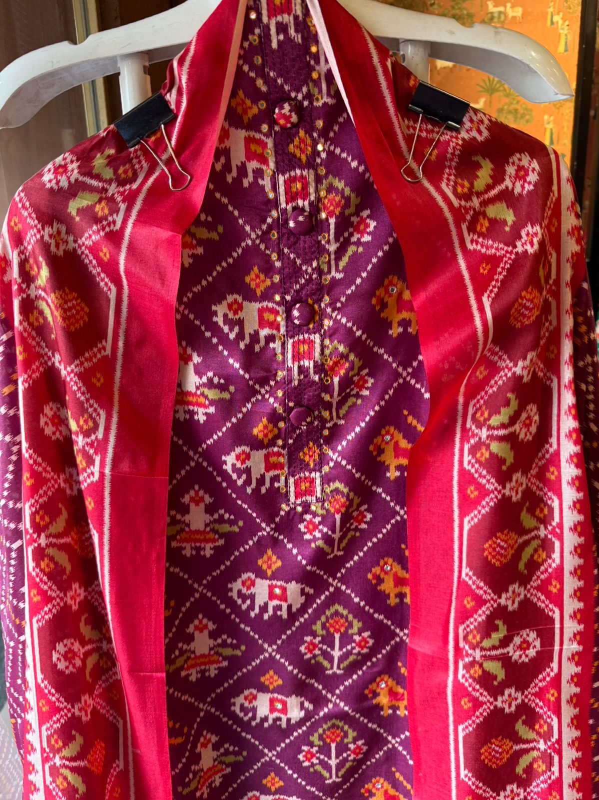 Patola prints on Maheshwari silk