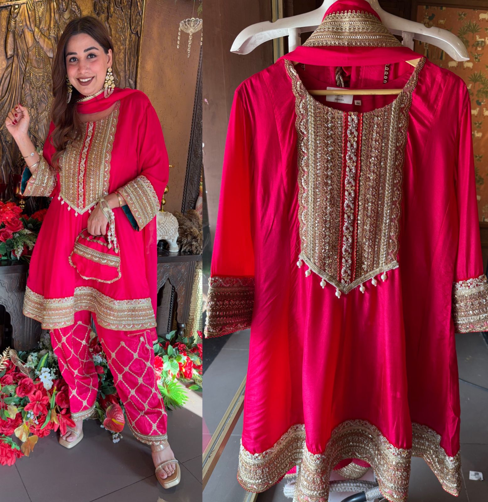 Beautiful flaired Anarkali with hand embroidered