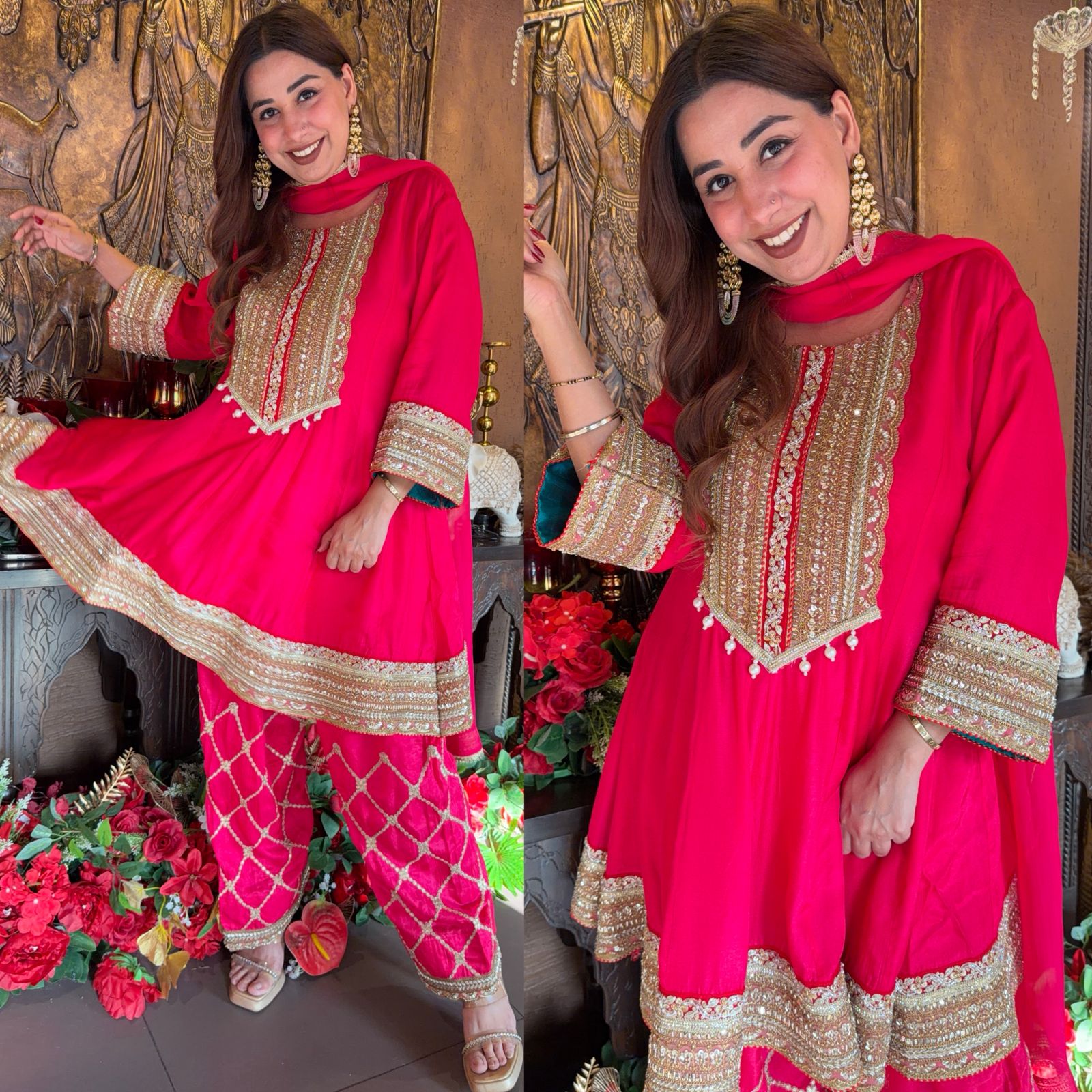 Beautiful flaired Anarkali with hand embroidered