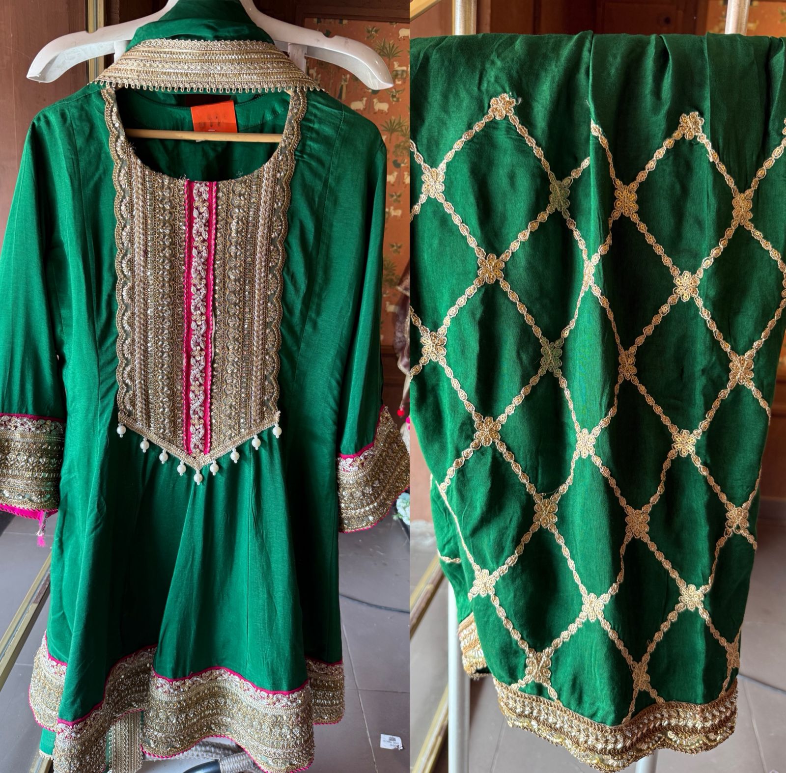Beautiful flaired Anarkali with hand embroidered