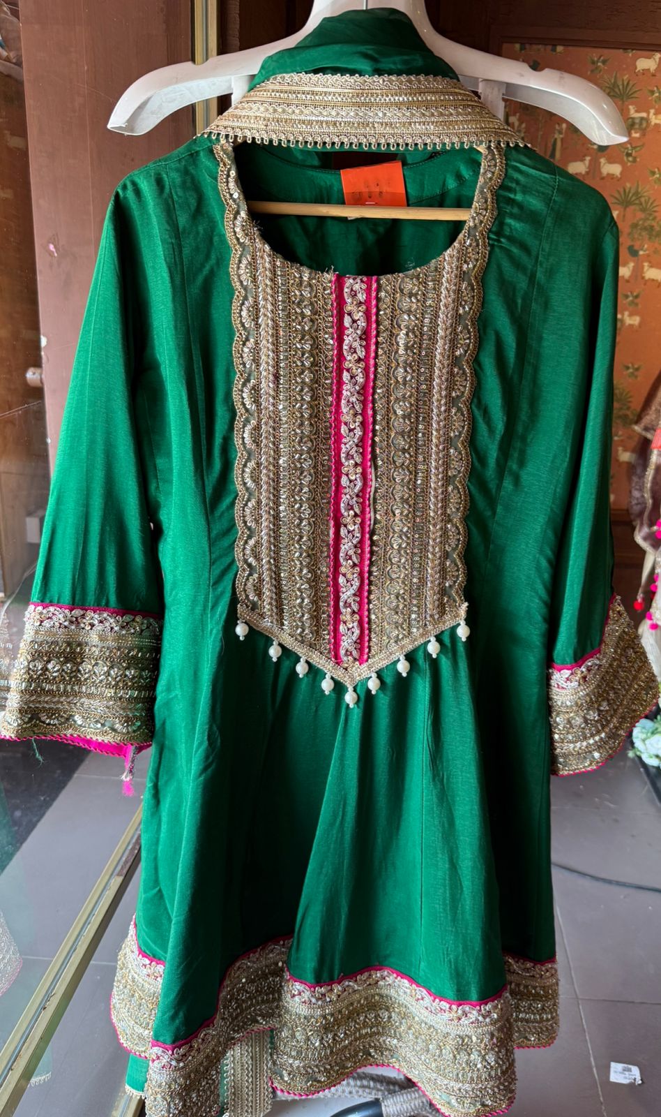 Beautiful flaired Anarkali with hand embroidered