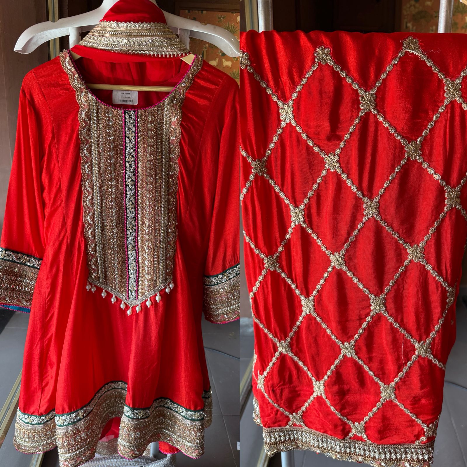 Beautiful flaired Anarkali with hand embroidered