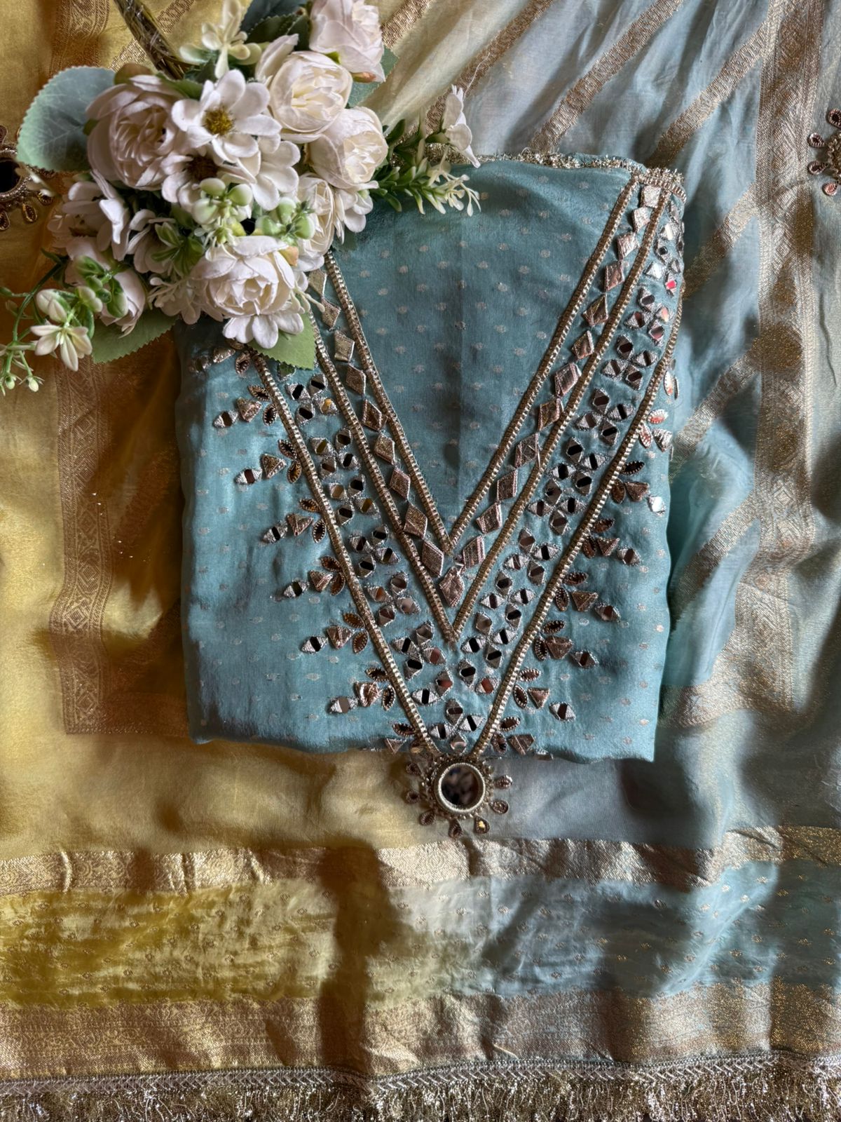 Self woven tissue unstitched Shirt