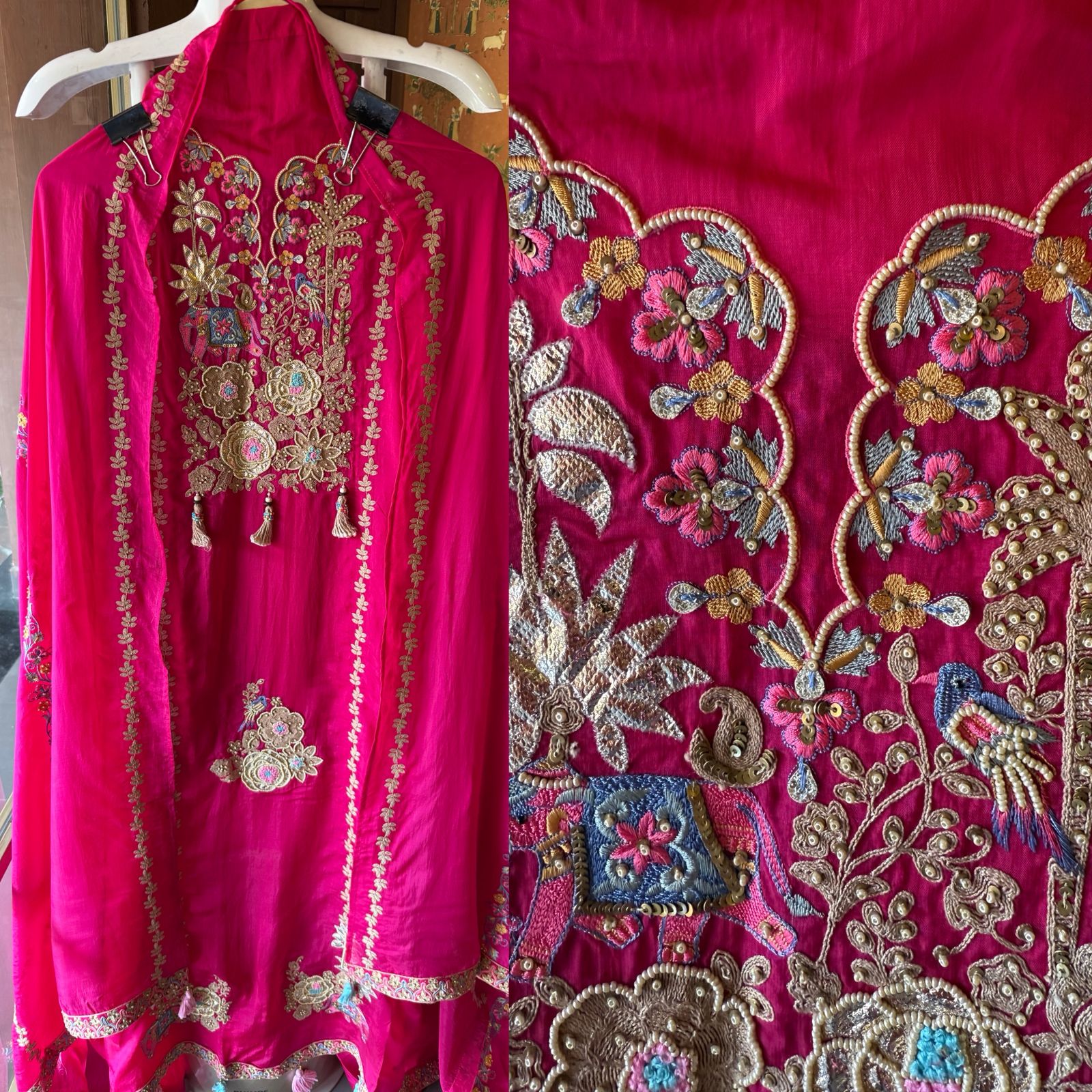 Heavily embroidered unstitched suit