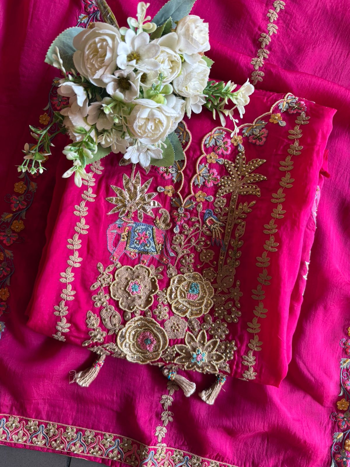 Heavily embroidered unstitched suit