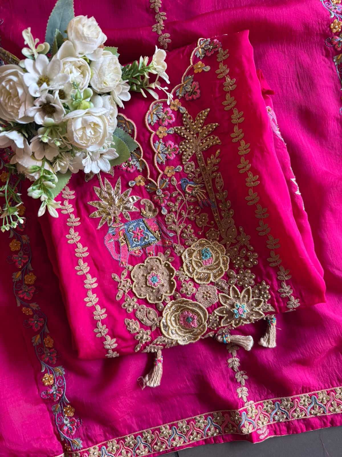 Heavily embroidered unstitched suit