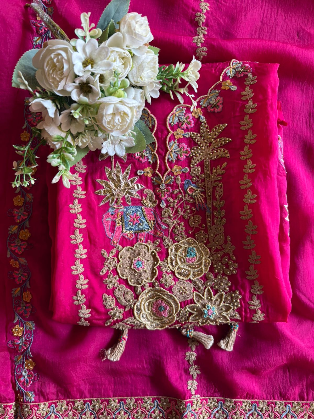 Heavily embroidered unstitched suit