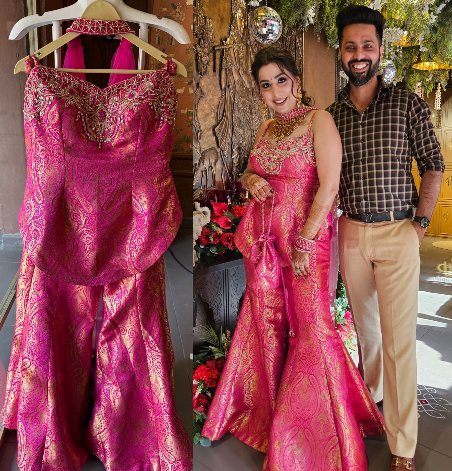 Indo-western set with a peplum-style top and flared gharara’s
