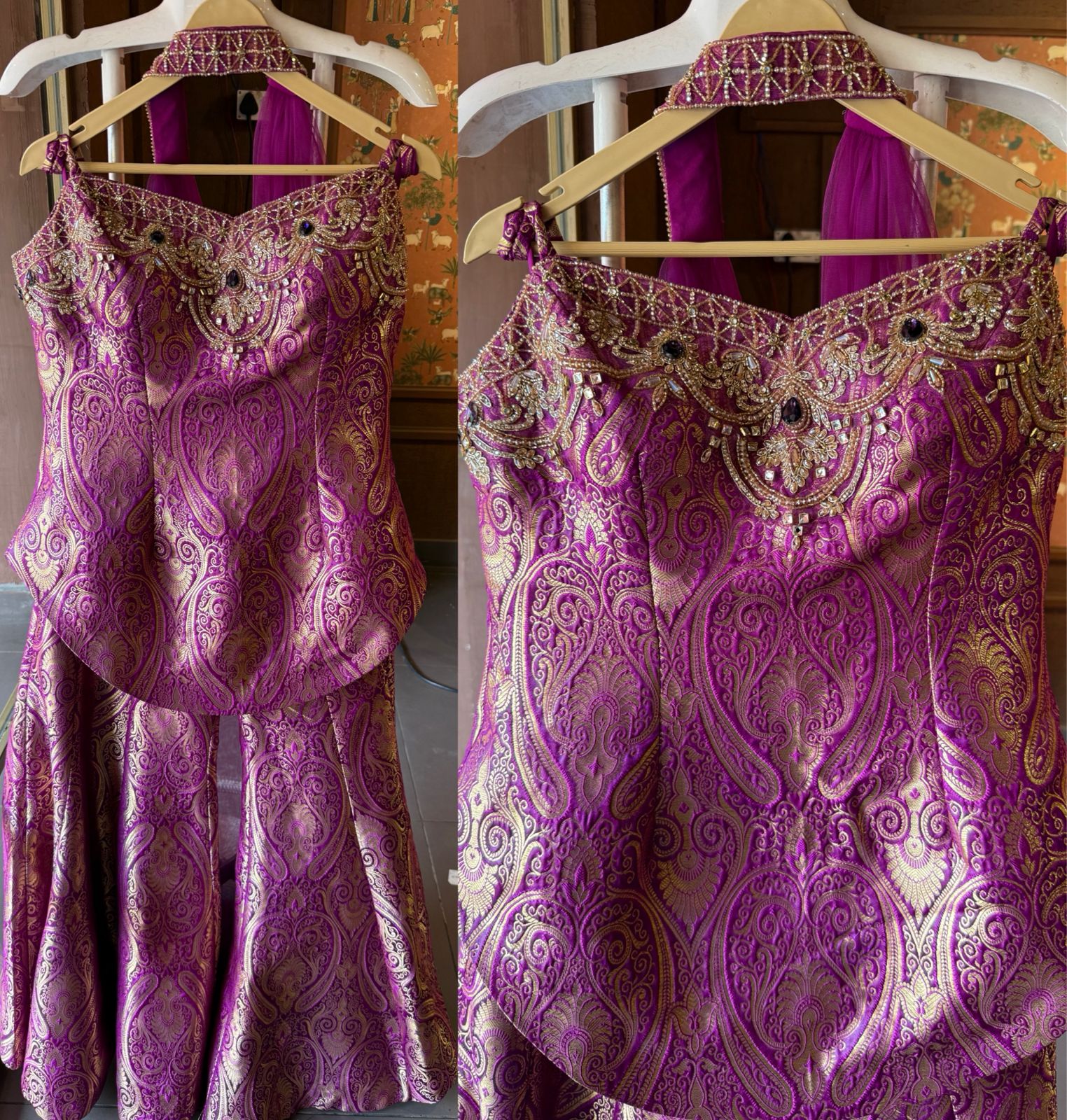 Indo-western set with a peplum-style top and flared gharara’s