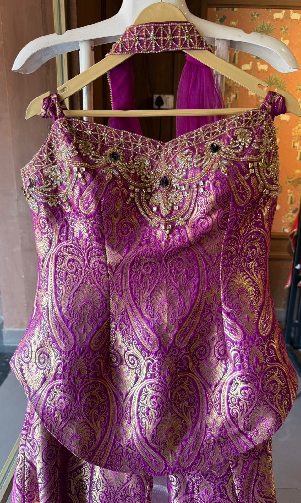 Indo-western set with a peplum-style top and flared gharara’s