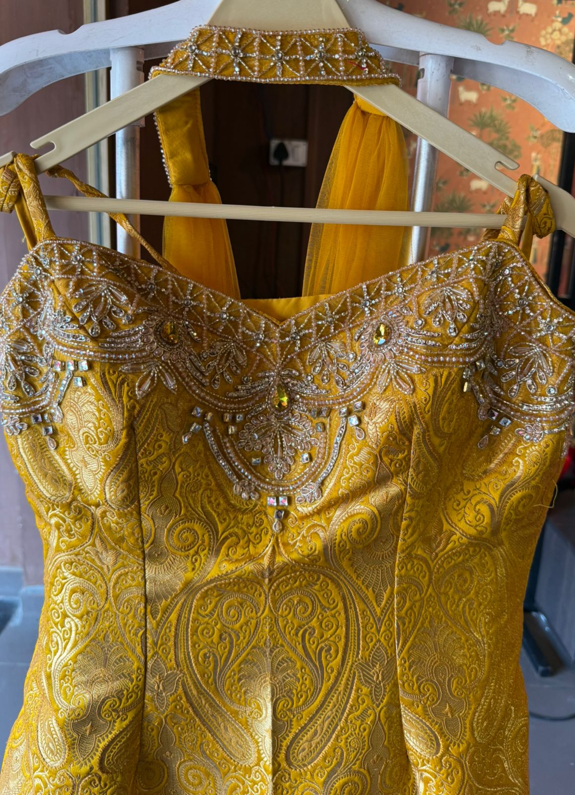 Indo-western set with a peplum-style top and flared gharara’s