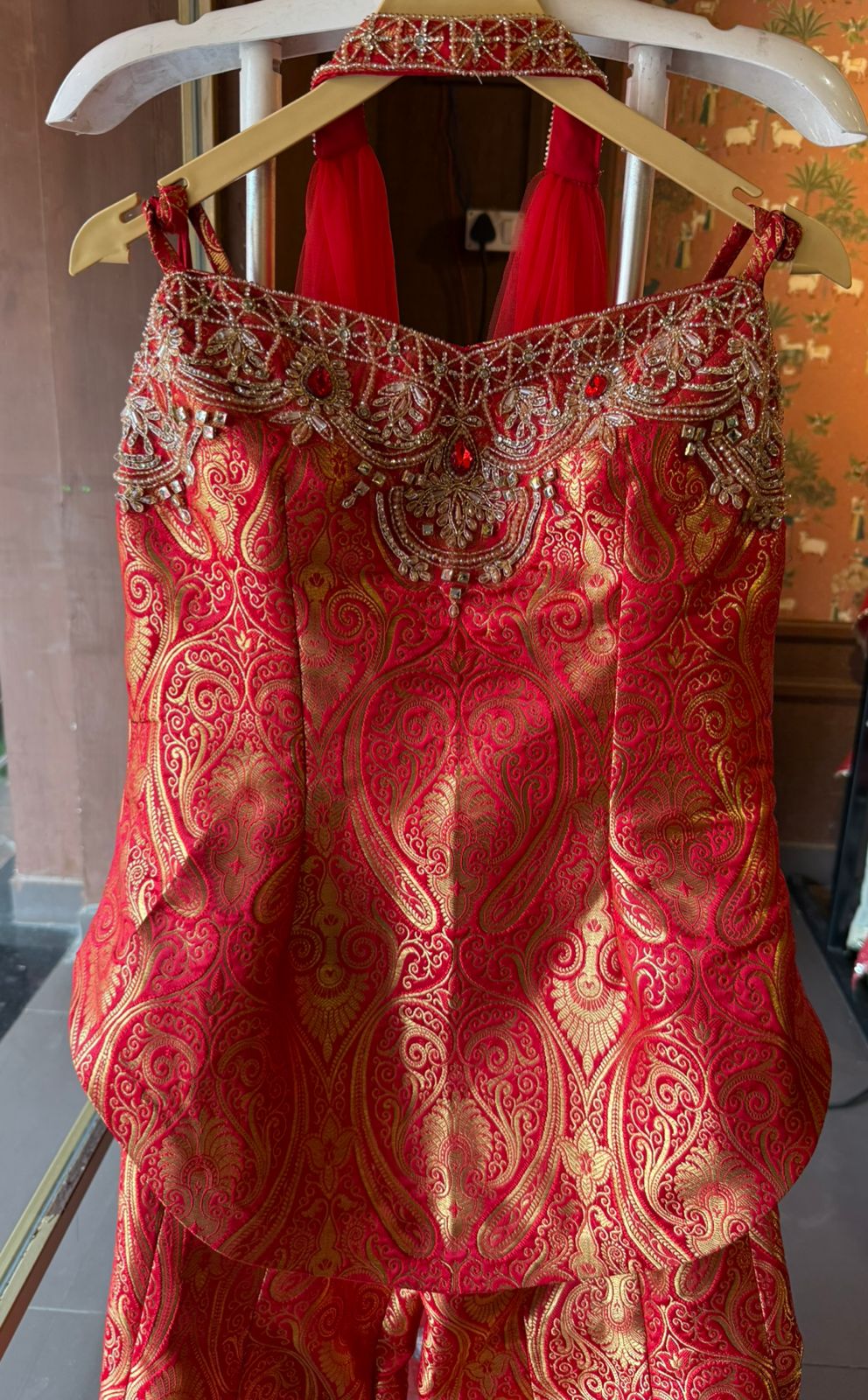 Indo-western set with a peplum-style top and flared gharara’s