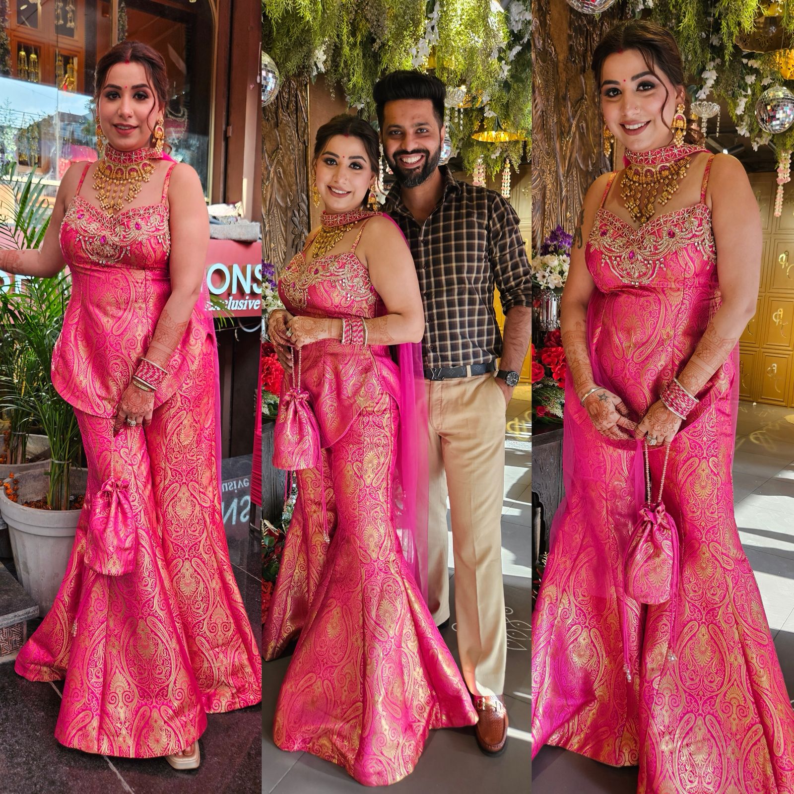 Indo-western set with a peplum-style top and flared gharara’s