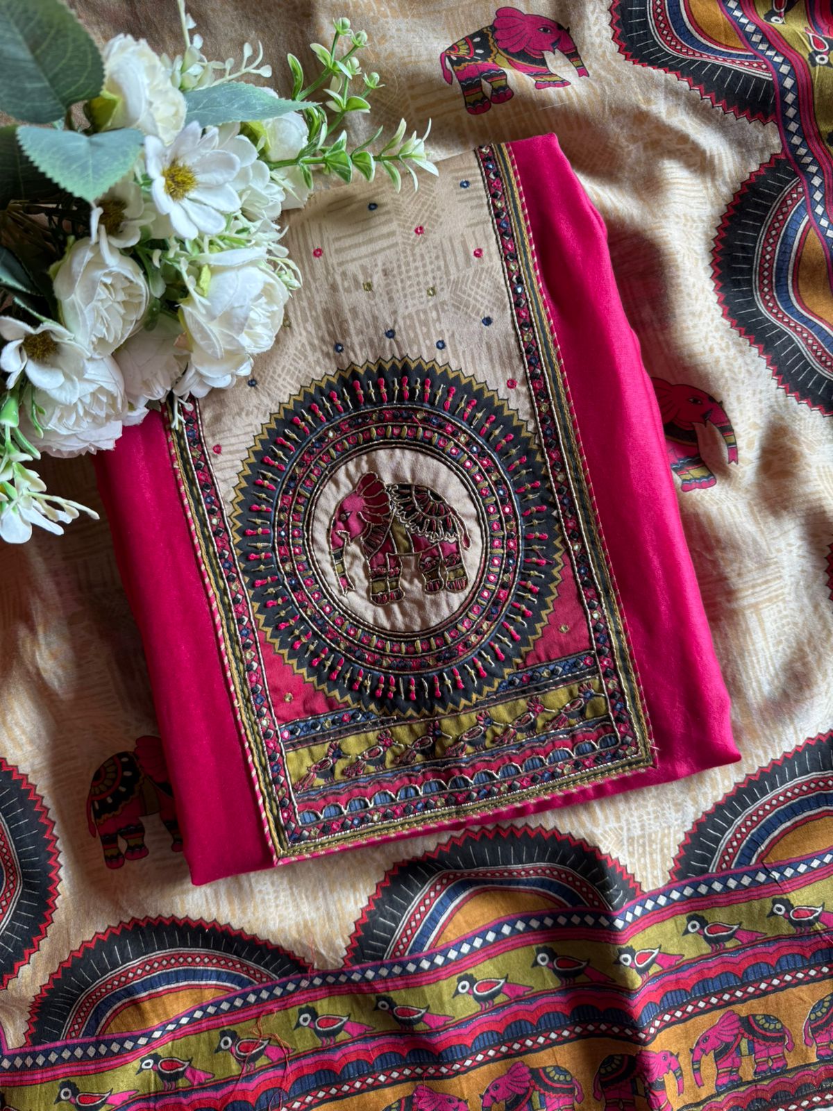 Pure MAHESHWARI SILK suit