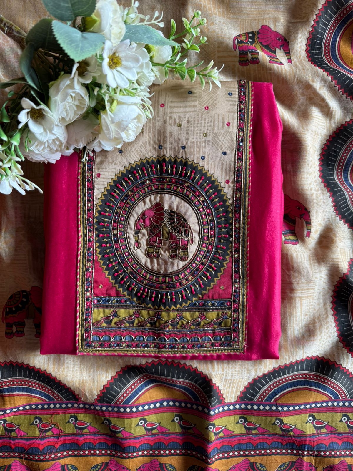 Pure MAHESHWARI SILK suit