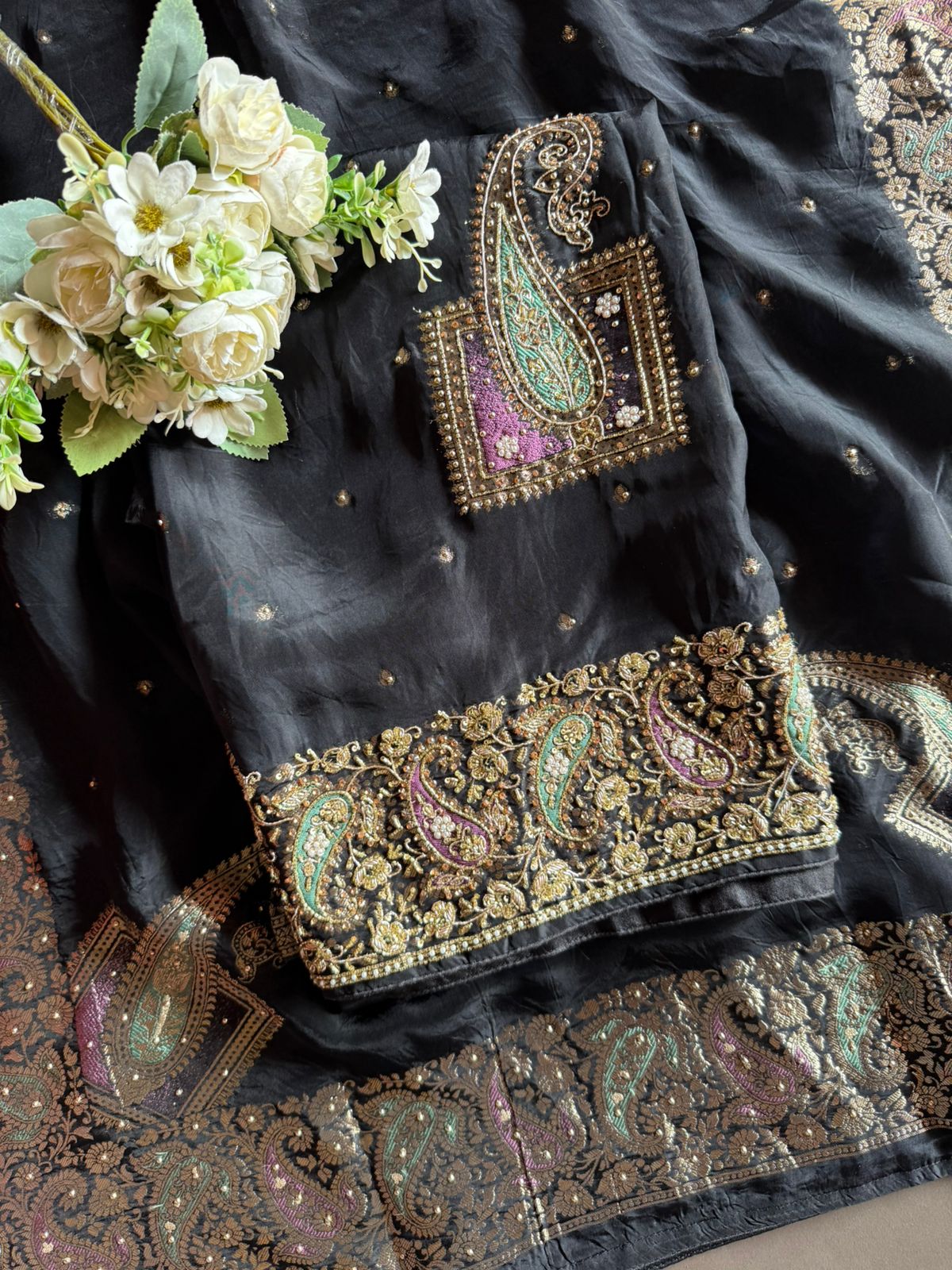 Deep black suit in Russian jacquard