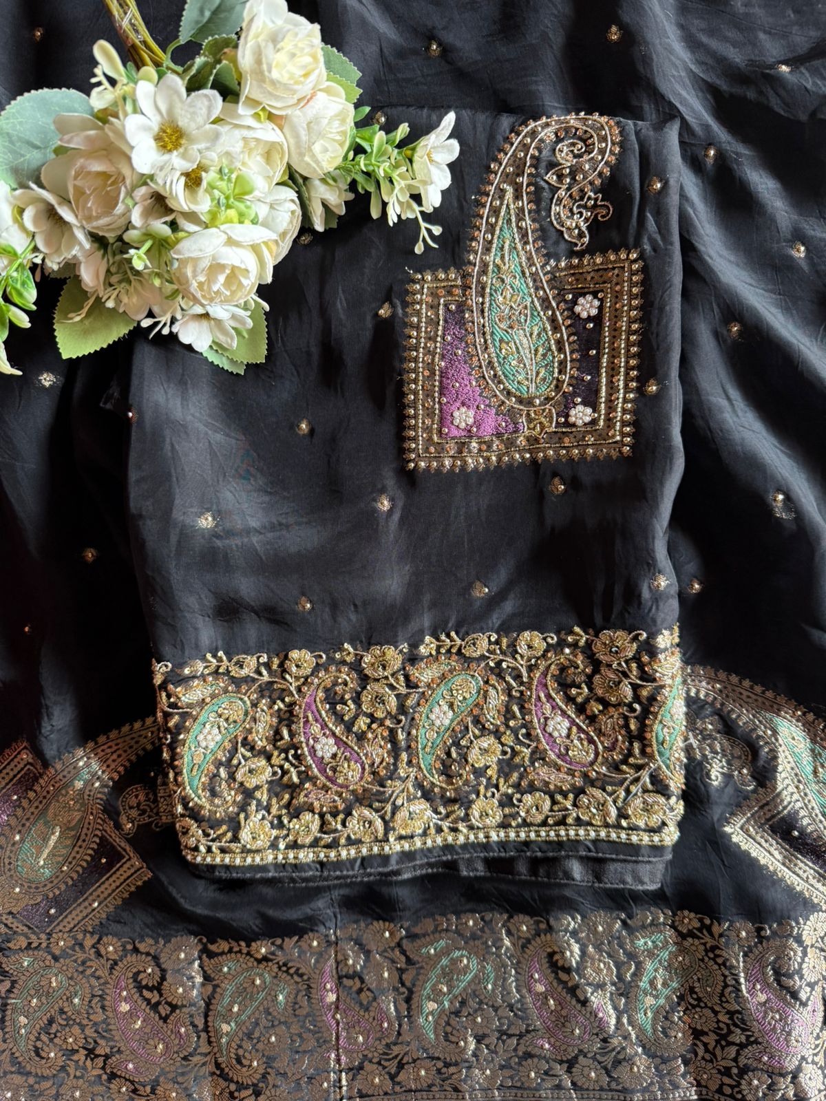 Deep black suit in Russian jacquard