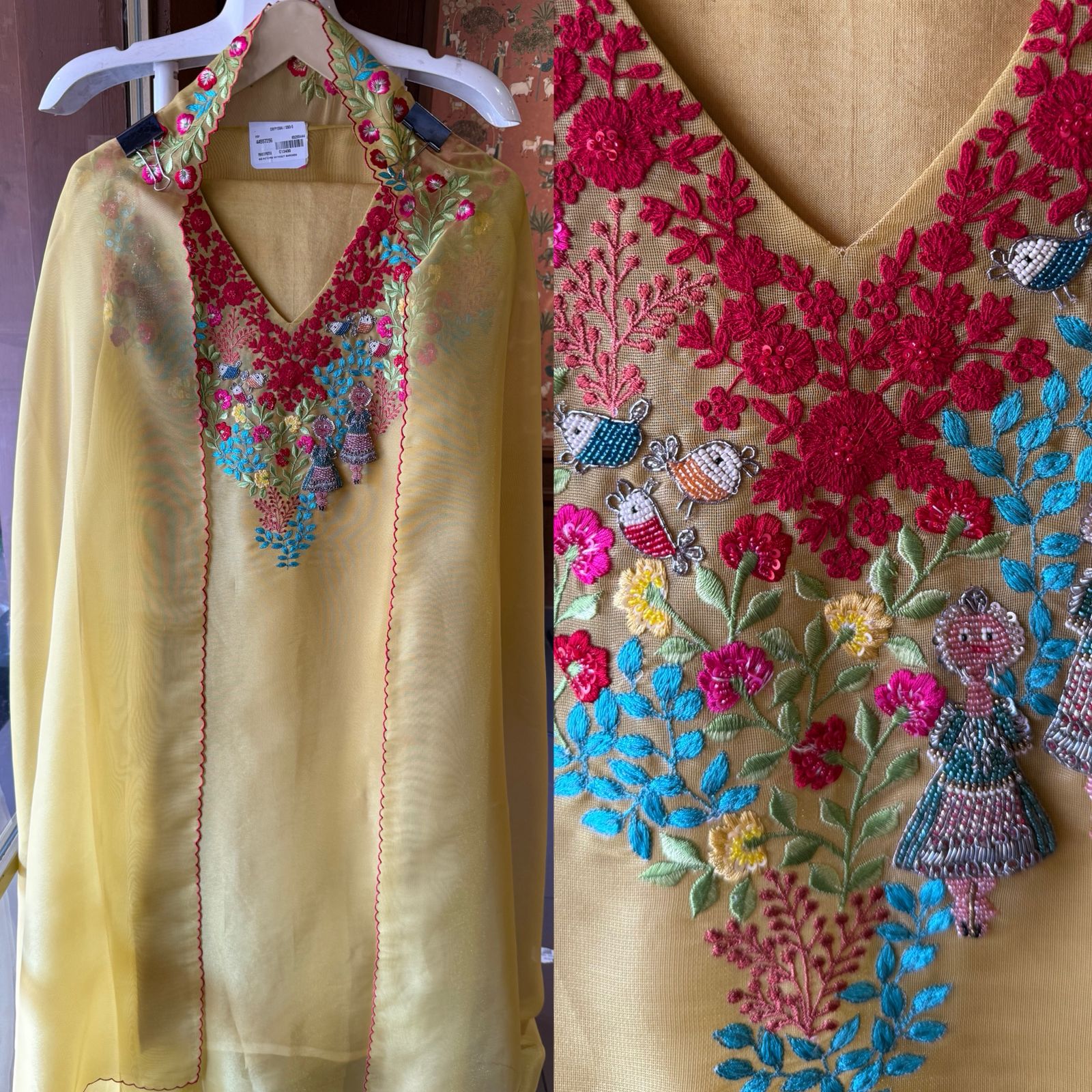 Pure organza unstitched shirt