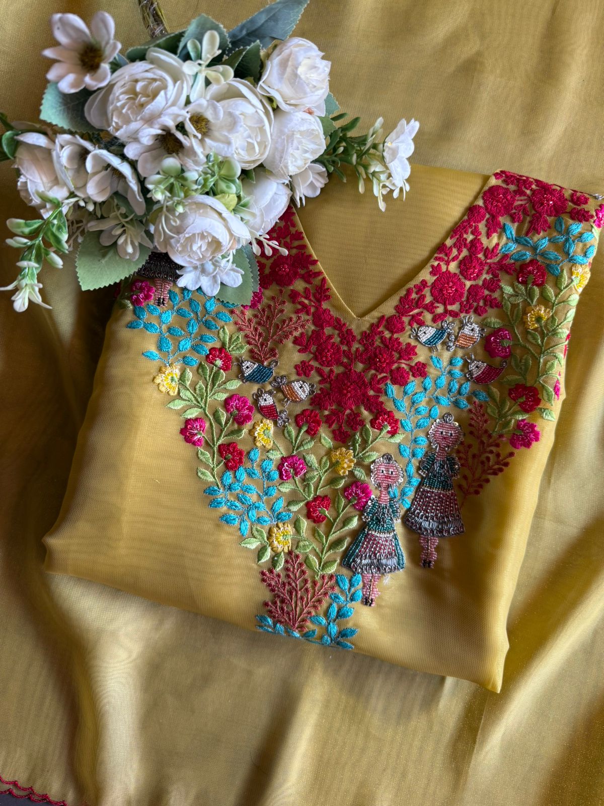 Pure organza unstitched shirt