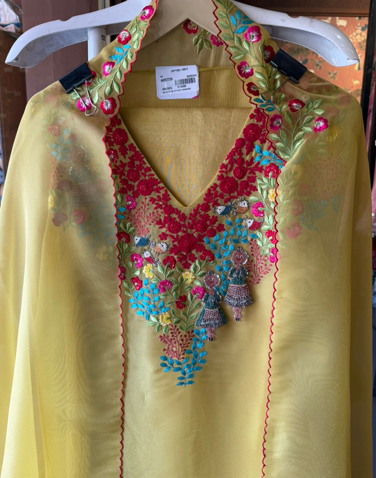 Pure organza unstitched shirt