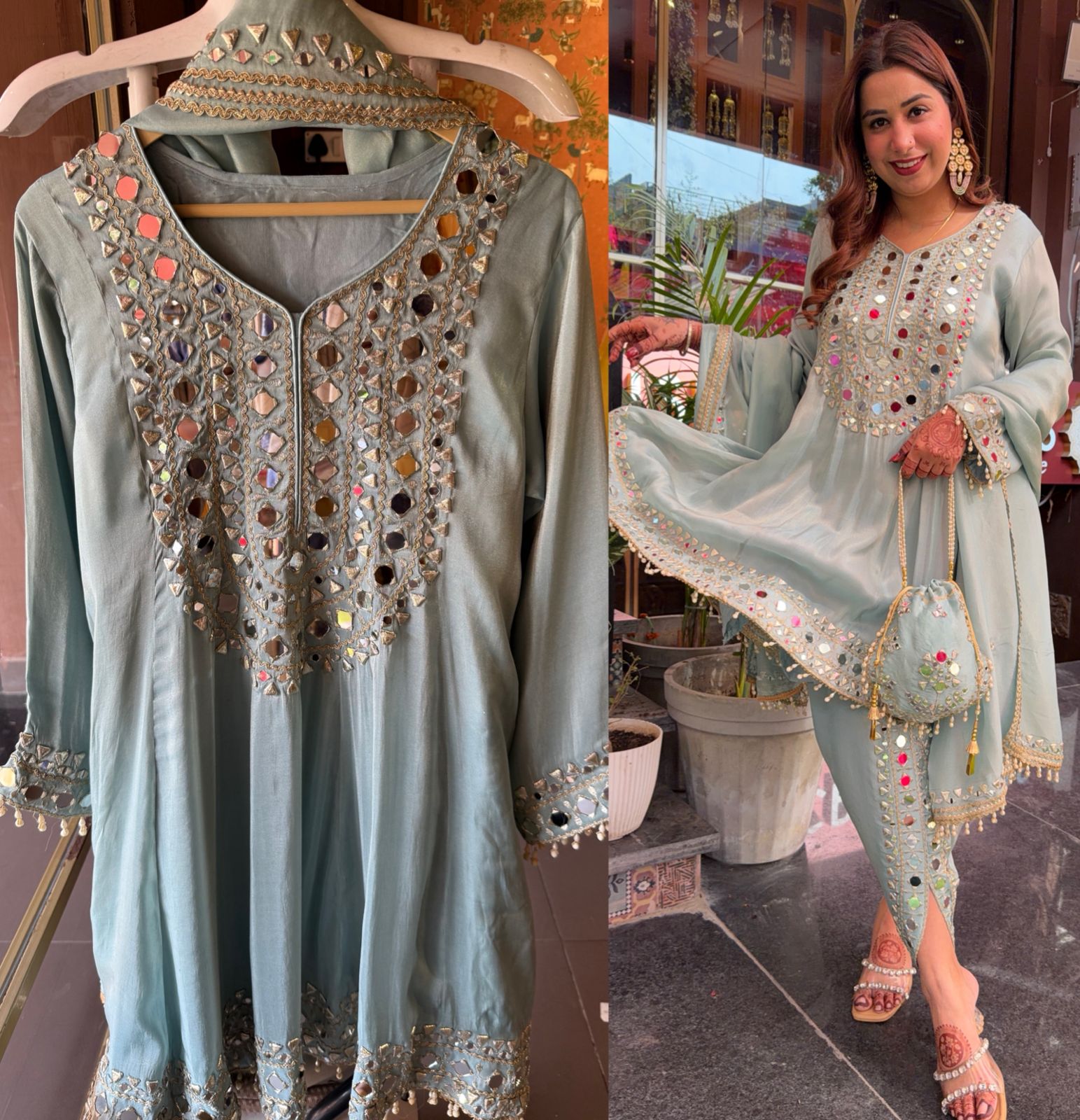 Shimmer Stitched anarkali set