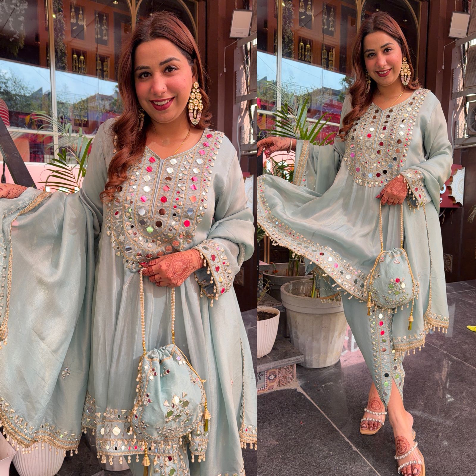 Shimmer Stitched anarkali set