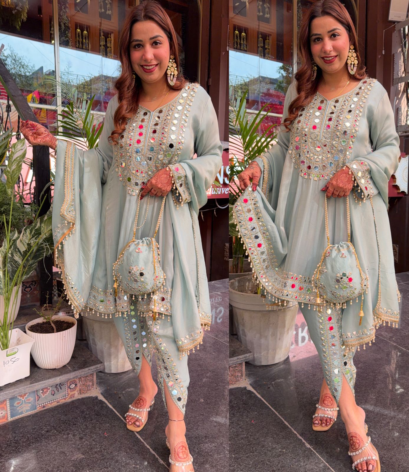 Shimmer Stitched anarkali set