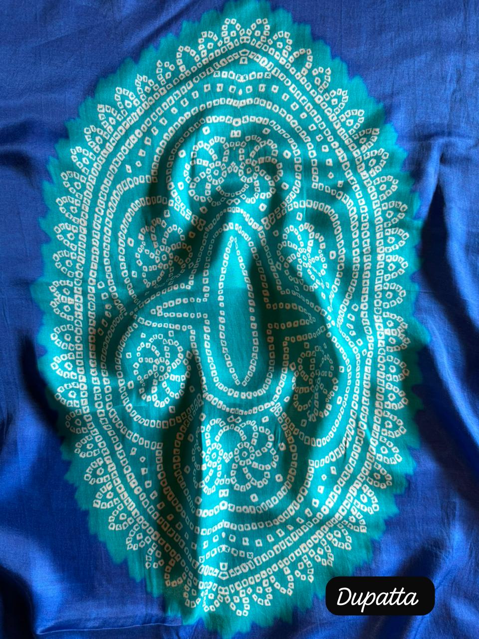 Beautiful blue Bandhani suit