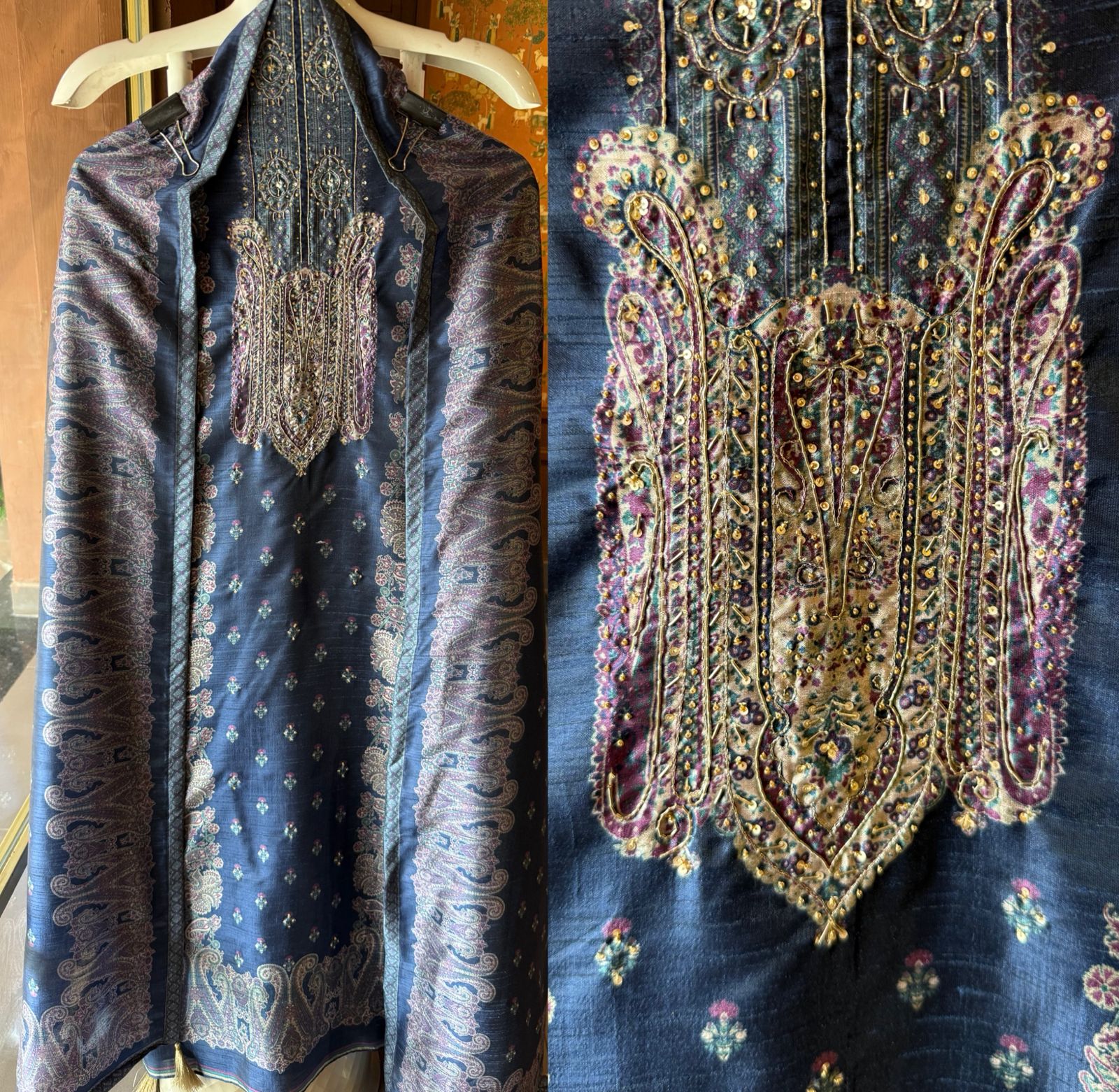 Traditional motifs rich suit set