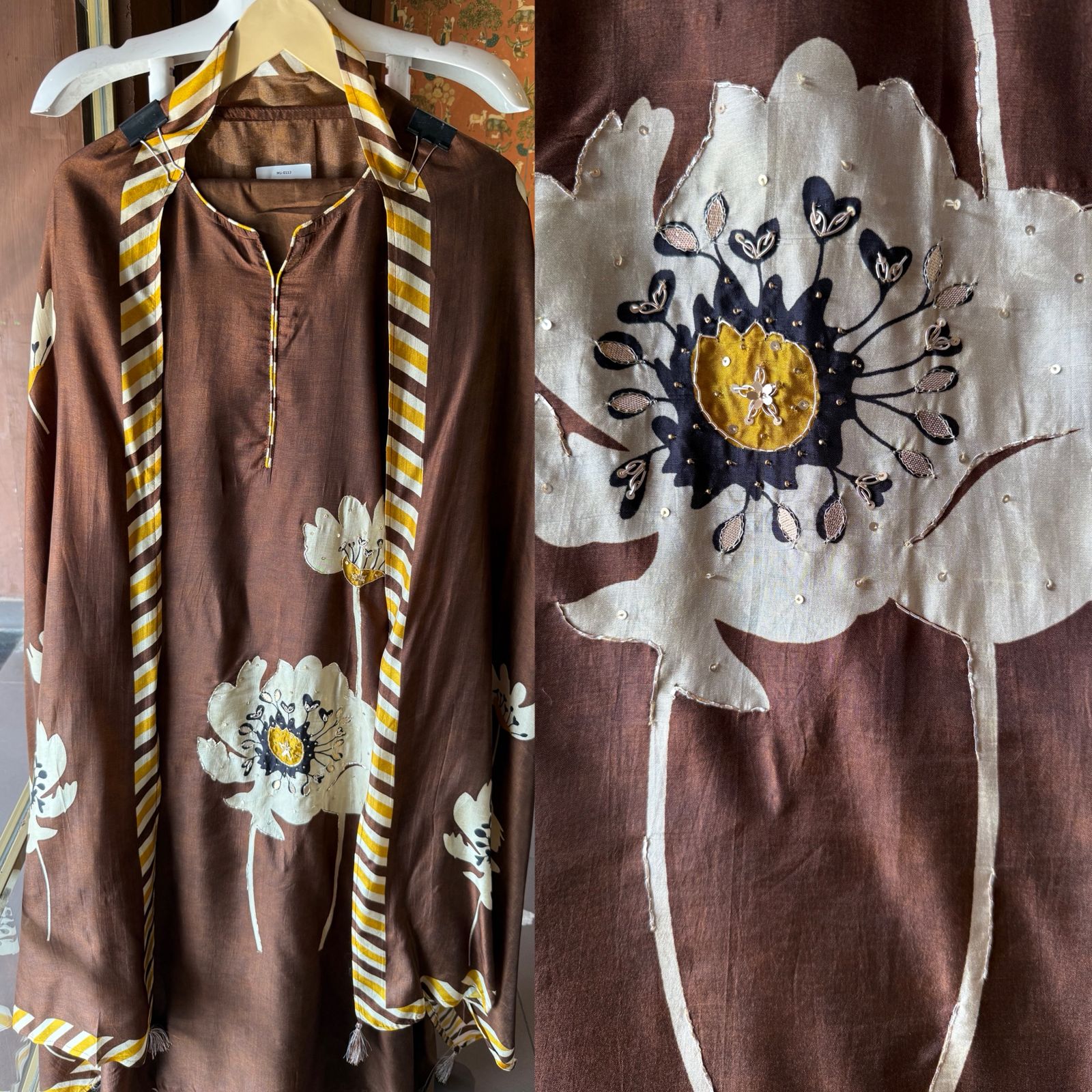 Earthy brown SILK SUIT SET