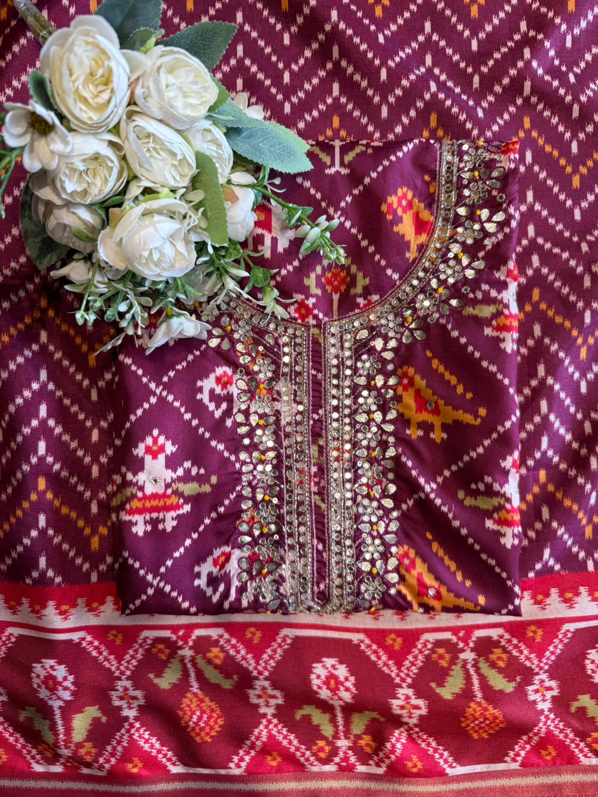 Patola prints on Maheshwari silk